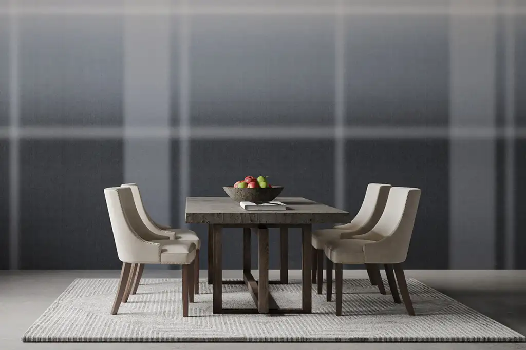 Salón con revestimiento mural