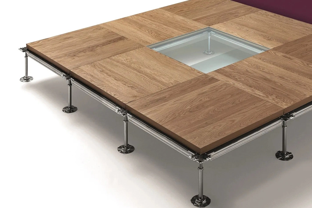 Suelo técnico con pavimento imitación de  madera