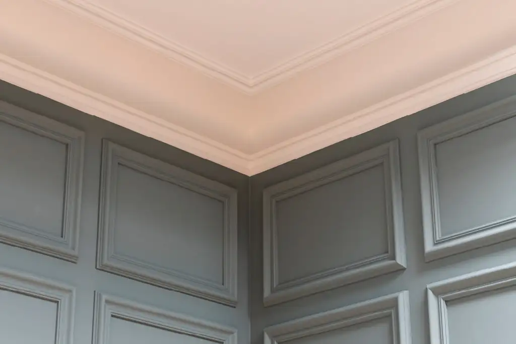 Diseño de interior que muestra una suave transición de pared a techo gracias a los elementos decorativos.